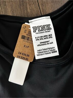 PINK Victoria's Secret Black Open Back Cutout Tank Bodysuit - S